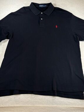 Polo Ralph Lauren Black Short Sleeve Cotton Polo Shirt Size 2XB Big Mens